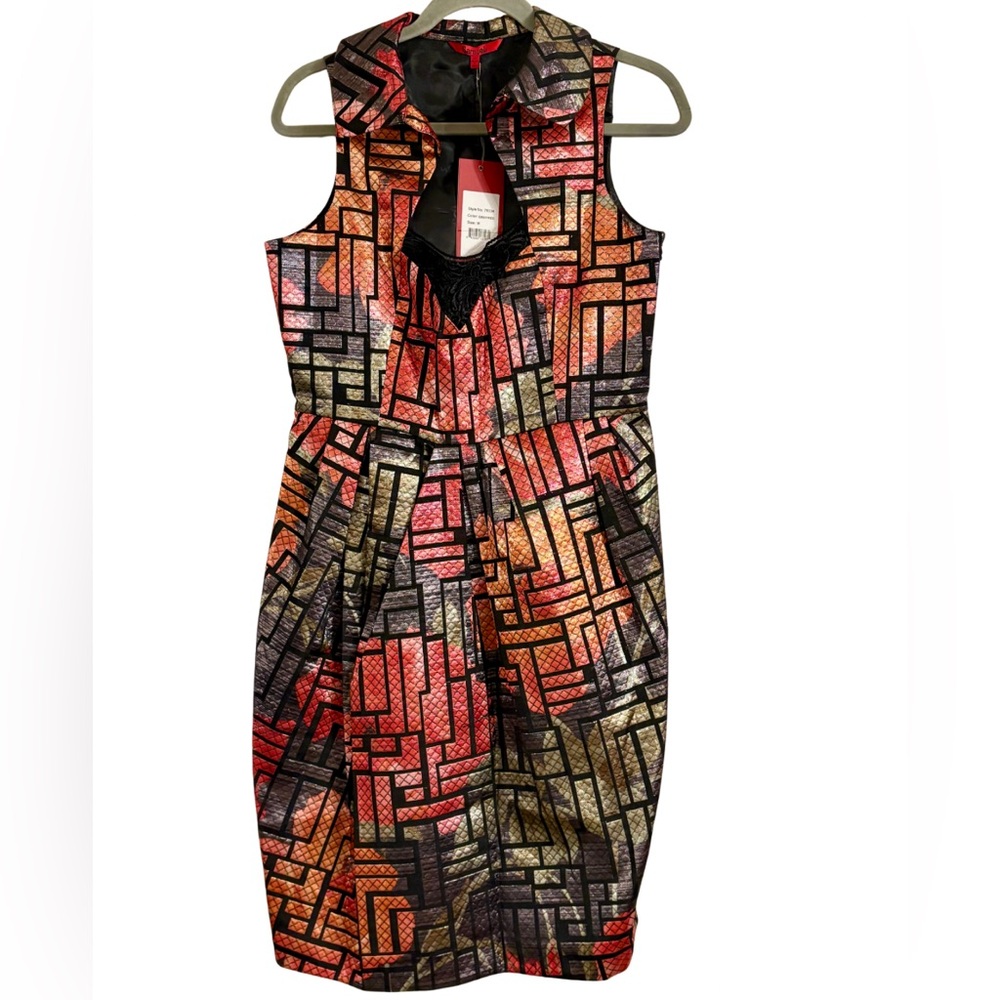 Samuel Dong Taffeta Art Deco Metallic Dress Women’s Medium Samuel2 Art to Wear